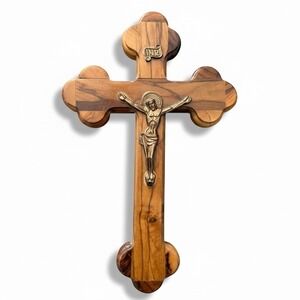 Jerusalem Olive Wood Crucifix‎ Wall Cross INRI Jesus Christ 9" Holy Land